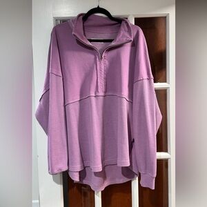 New and Never Worn Lavender Waffle 1/4-Zip Pullover Sweatshirt